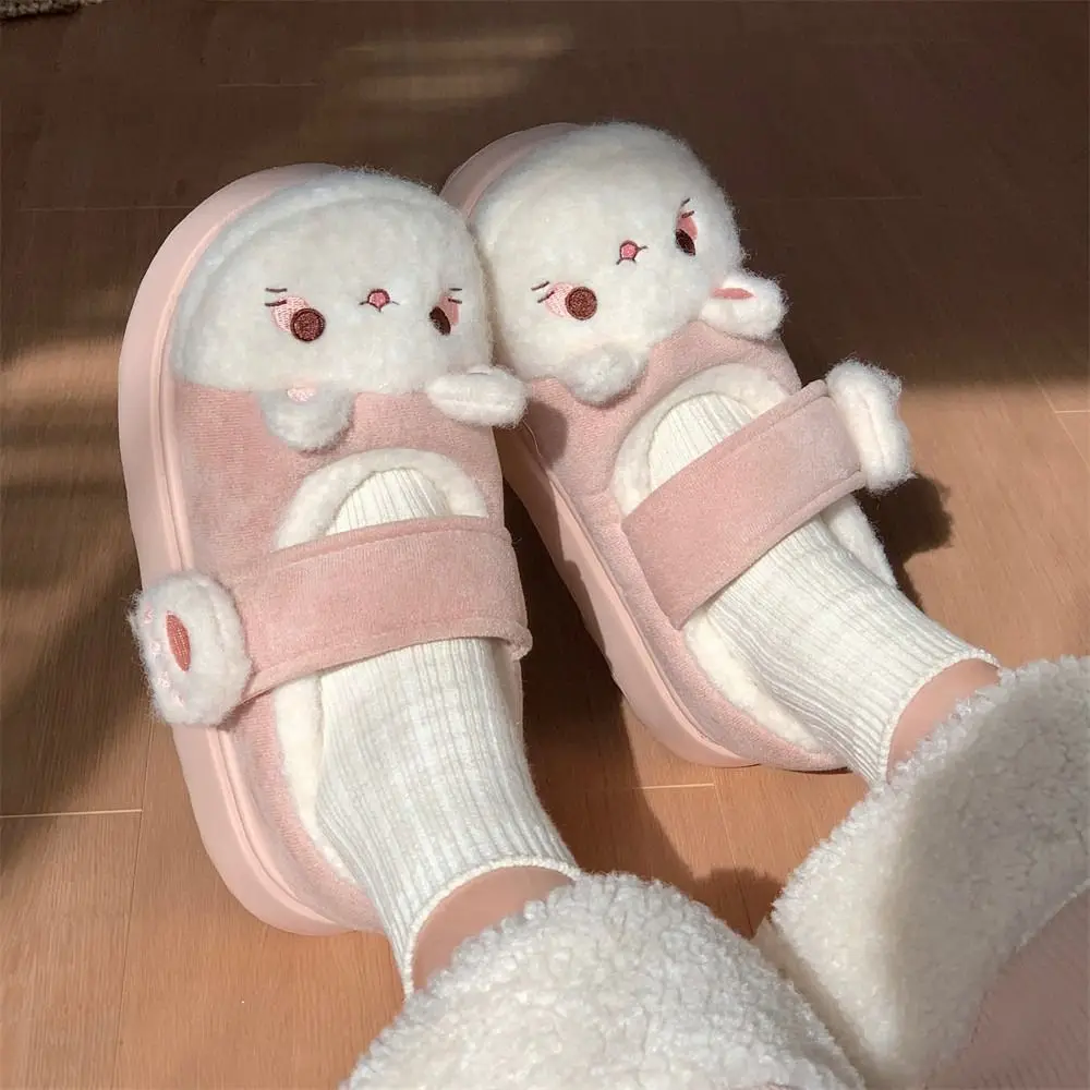 لطيف الكرتون القط باو أحذية Kawaii Homewear سميكة نعال تدفئة لوليتا سميكة وحيد أفخم الطابق أحذية النساء #1