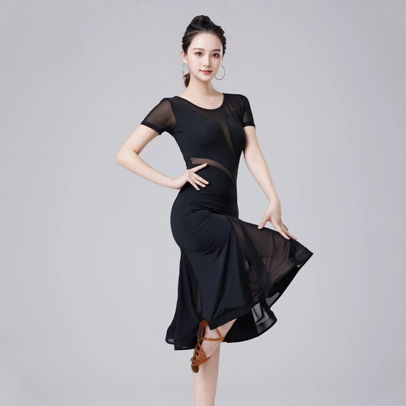 

Платье для латинских танцев для взрослых женщин, новинка 2025, летняя сексуальная танцевальная одежда для соревнований, одежда для выступлений