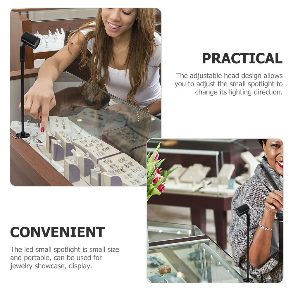 Small Spotlight LED Showcase Jewelry Counter Pole Mini Cabinet Lights Home Decor Adjustable Standing Indoor Kitchen Cabinets