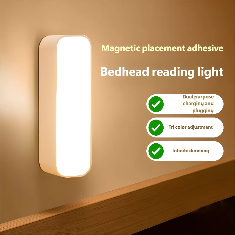스마트 모션 센서 LED 야간 조명, 자석 마운트 및 플러그인, 2가지 색상 조광 가능 눈 보호, 침실 책상 복도 캠핑용