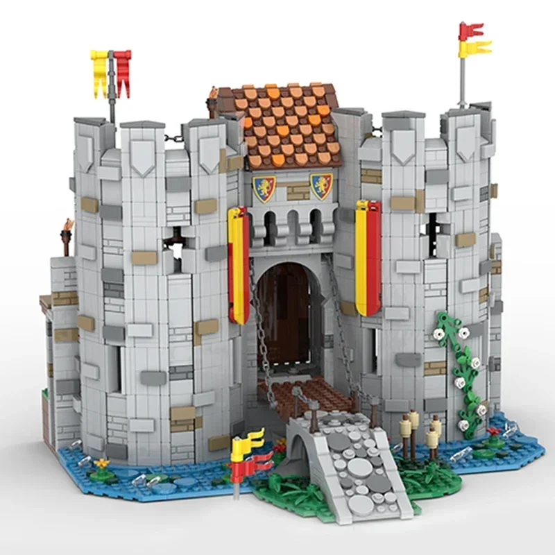 Bloques de construcción de modelo Medieval, Moc, la puerta del castillo de brickΩ, tecnología, regalos, juguetes de Navidad, conjuntos de bricolaje, montaje