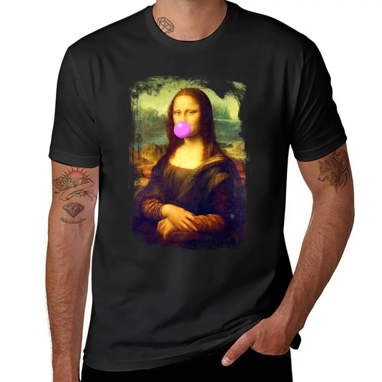 

Mona Lisa blowing Bubblegum T-Shirt aesthetic clothes plus size tops black t shirts for men