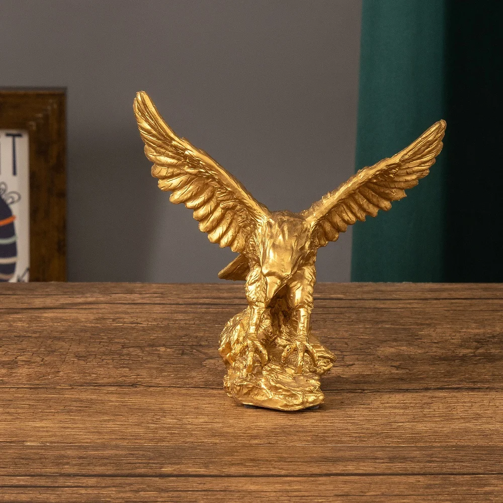 Nordic Resin Golden Eagle Falcon Statue Craft Sculpture Decoration Home Living Room Office Desktop Cabinet Decoration view 5