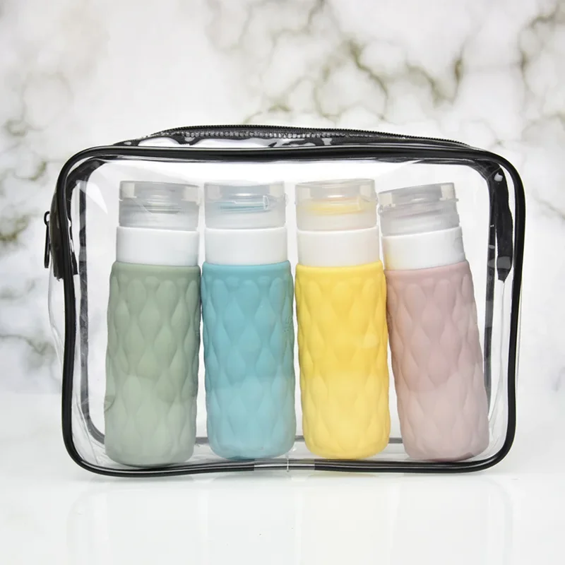 1/3/4pcs 100ml Silicone Squeeze Refill Bottle Set Travel Portable Soft Dispenser Tool Mini Lotion Bath Empty Container