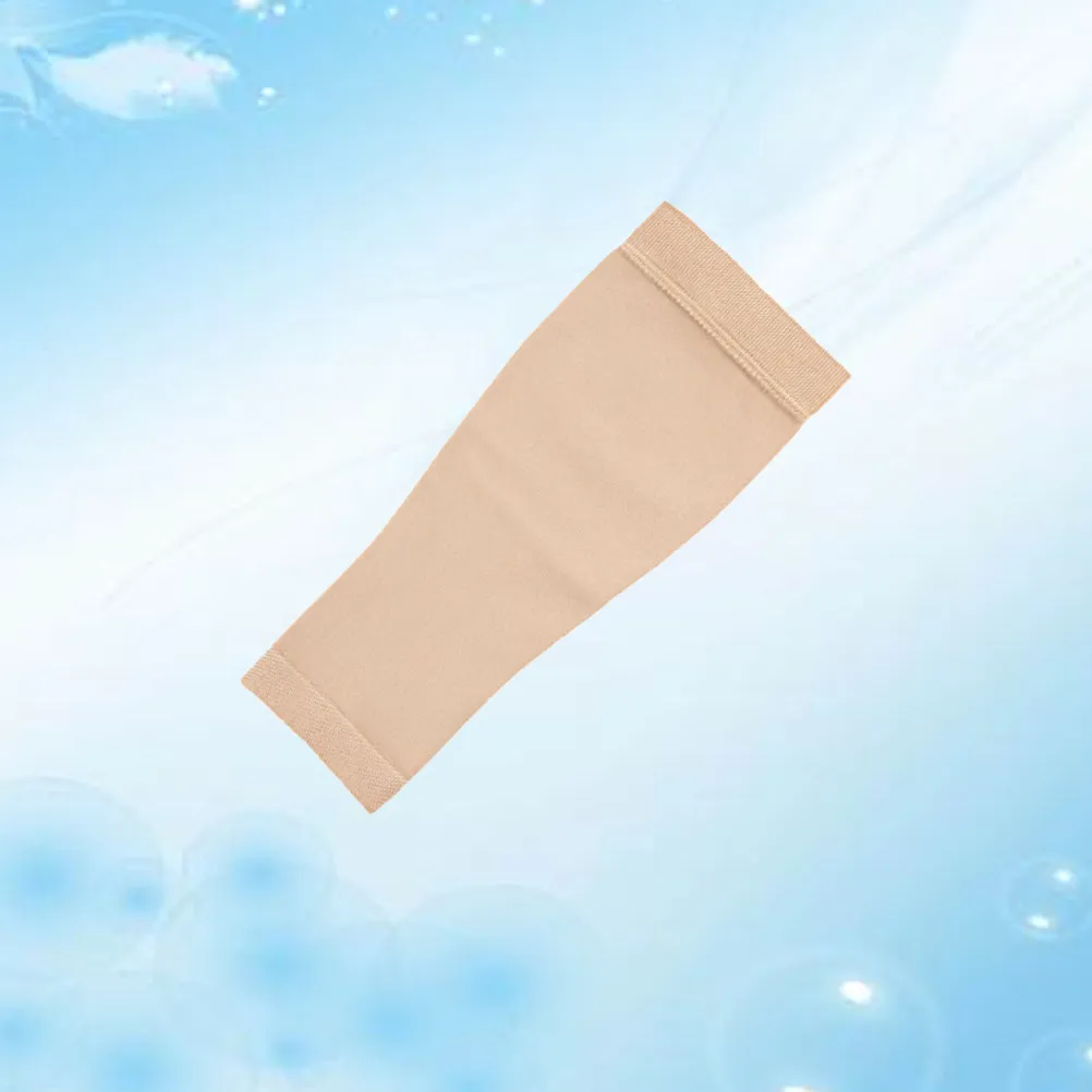 

1 Pair Anti-Slip Mid-Calf Compression Socks Beige Size L Breathable Elastic Pressure Relief Stockings for Sports