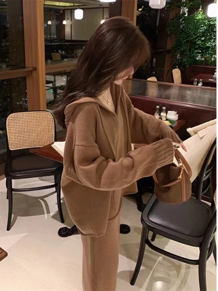 Women Sweater Winter 2 Piece Sets Elegnat Knitted Suits Female Sweaters Vintage Womens Skirt High Waist Autumn Vintage Vestidos