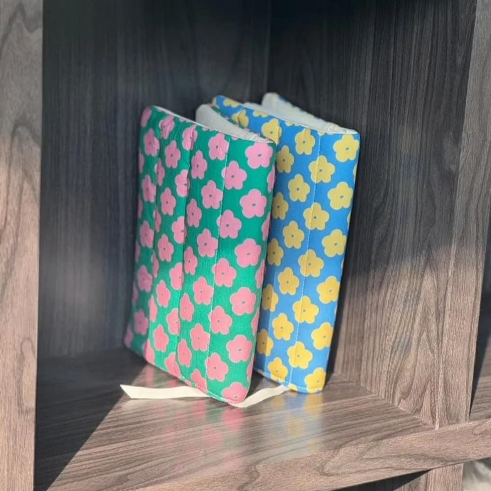 A5 Polyester Patchwork Book Cover Floral Design Versatile Storage Bookcase Fabric Art Spring Summer Essential for Book Lovers - view 2