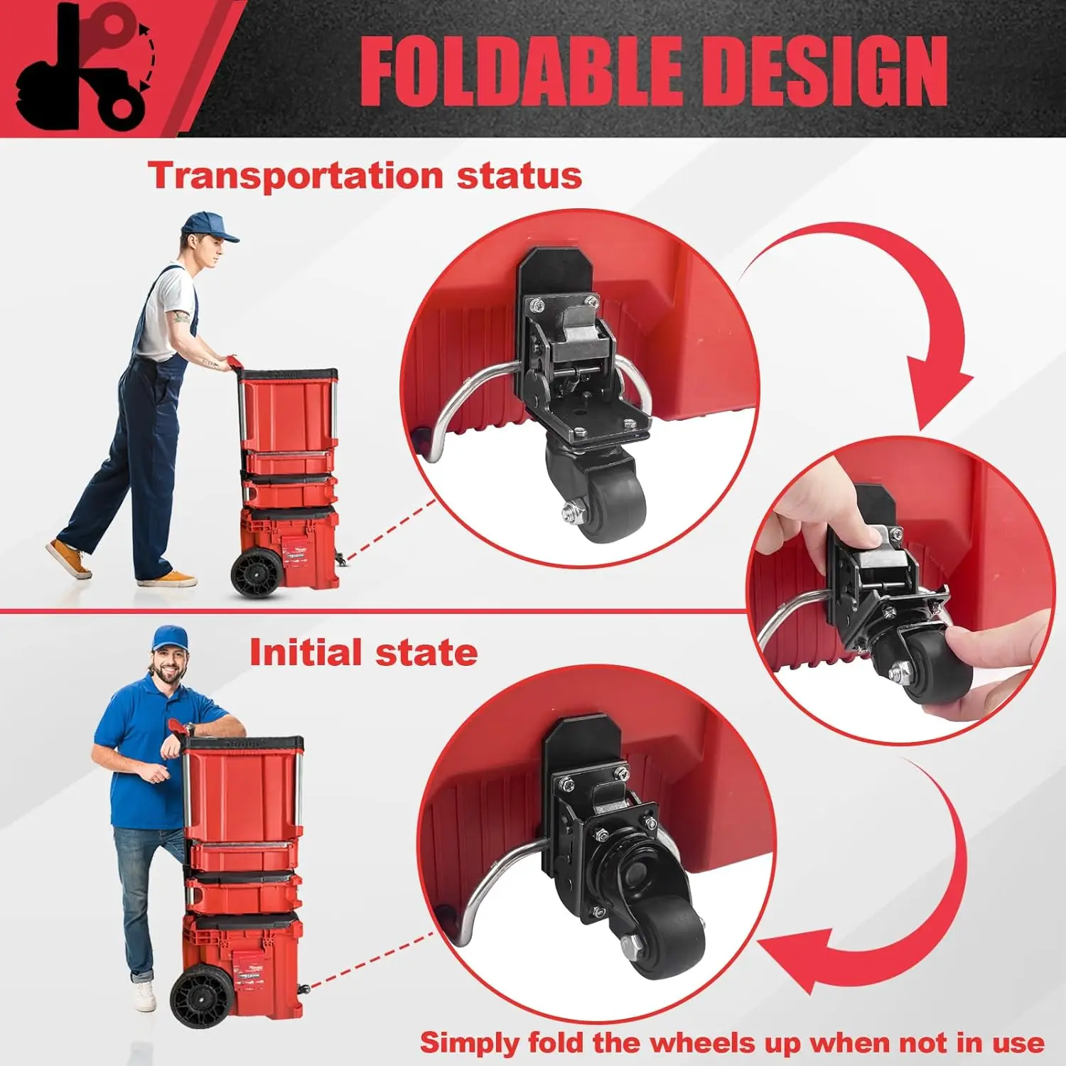 مجموعة عجلات التعبئة والتغليف، صندوق أدوات التغليف، صندوق أدوات التعبئة والتغليف مناسب للعجلات الأمامية ذات الهيكل الفولاذي المطور للميلووكي، #4