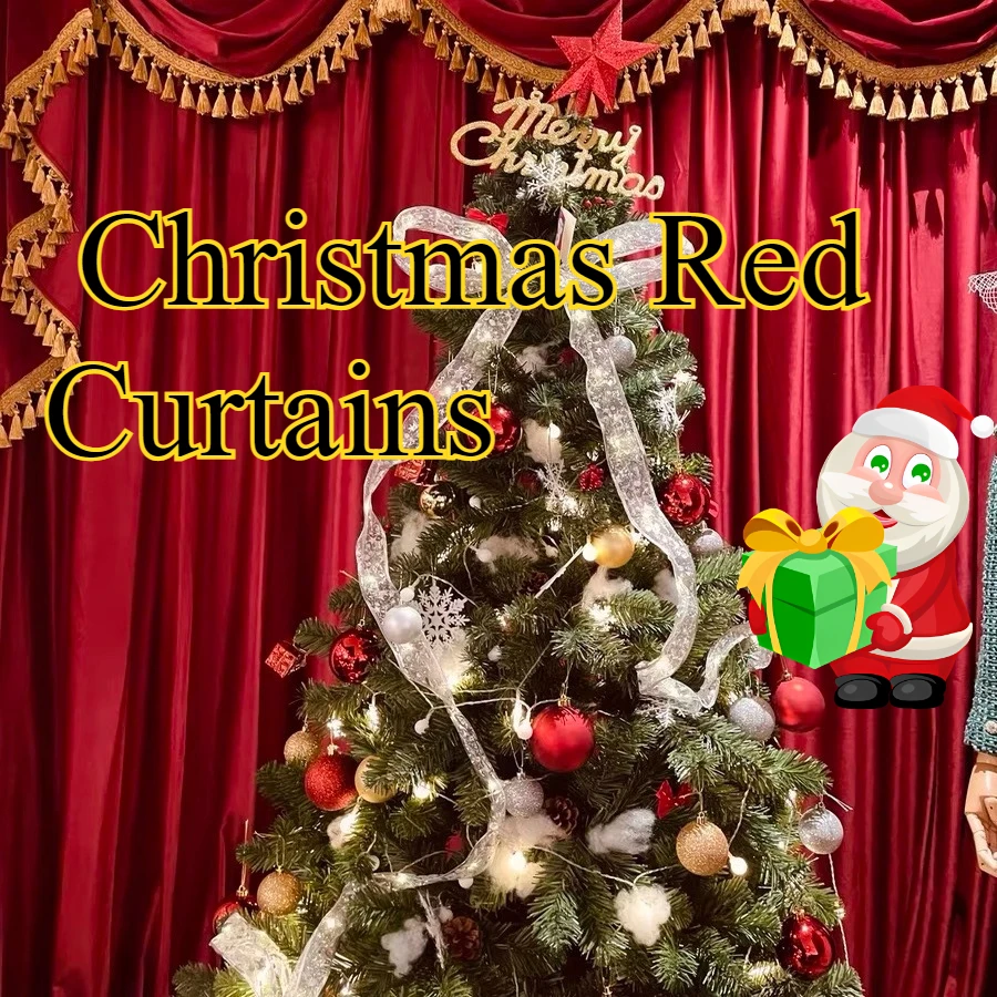 

Luxury Velvet Curtains for Living Room Bedroom Retro Thicken Window Drapes Nordic Thermal Heavy Curtains Christmas Red Curtains