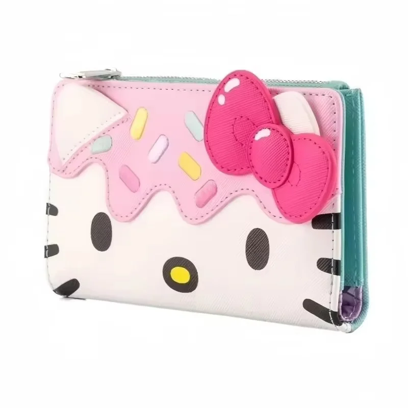 มาใหม่ Sanrio Hello Kitty กระเป๋าคลัทช์กระเป๋าสตางค์ผู้หญิงกระเป๋าผู้ใหญ่ของขวัญวันเกิดกระเป๋าคู่พับสีชมพู Holiday Xmas ของขวัญ