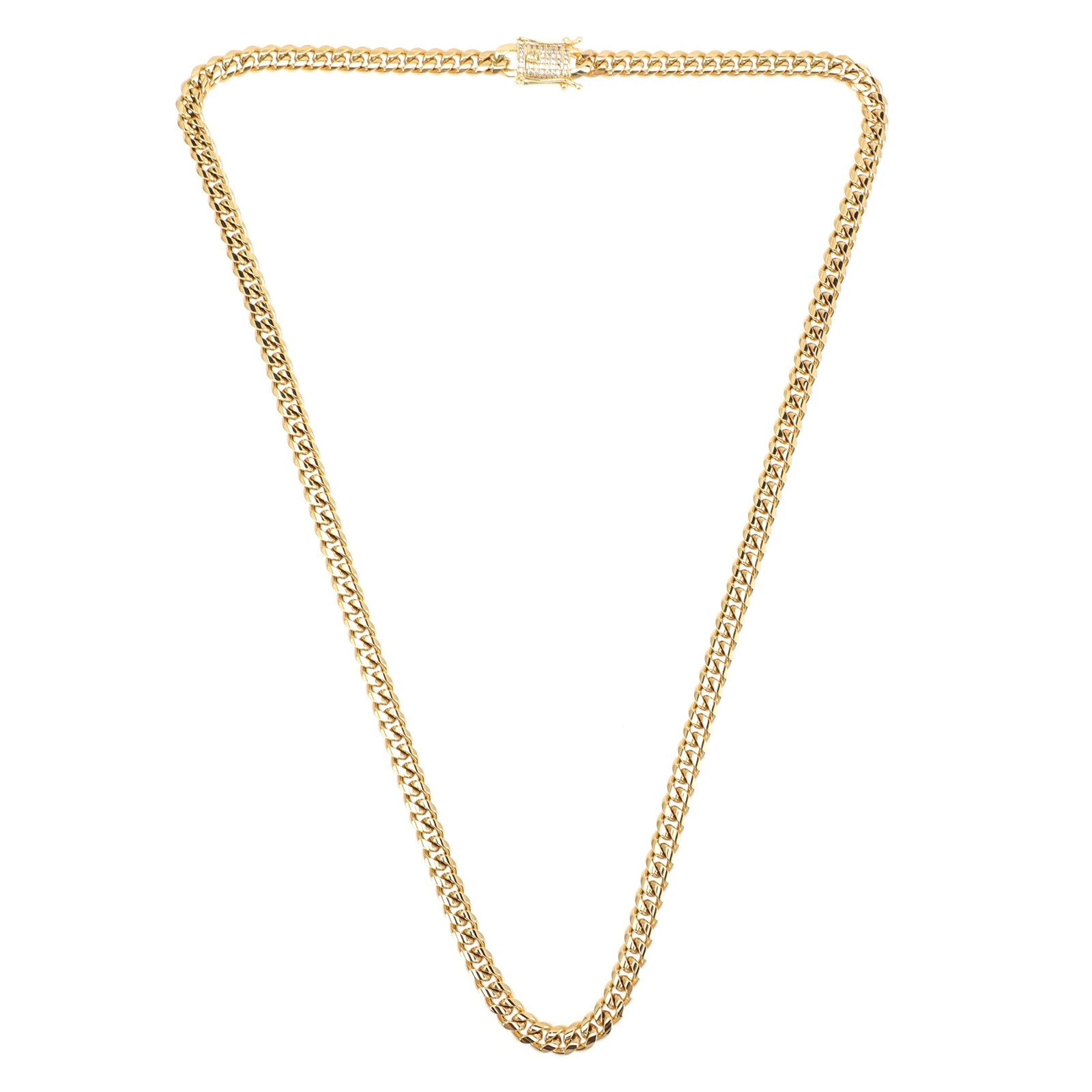 

Golden Necklace Mens Chain European and American Stainless Steel Necklaces Man