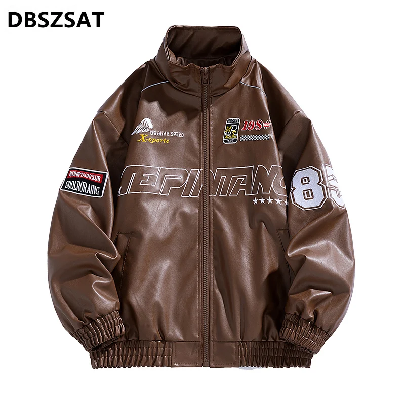 2028 Мужская осенняя меховая куртка с меховым воротником, новая повседневная винтажная кожаная куртка, пальто, мужская весенняя модная байкерская карманная мужская куртка из искусственной кожи