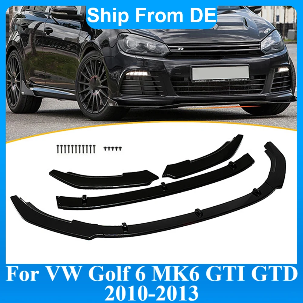 Frontspoilerlippe für VW Golf 6 MK6 GTI GTD 2010-2013 Auto Frontstoßstange Spoiler Splitter Diffusor Karosserie-Kit Tuning
