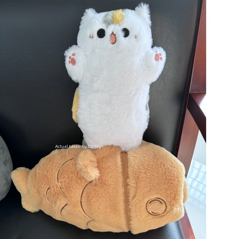 1 Stück 40/60/80 cm Kawaii Japan Taiyaki Katze Plüschtier Anime Figur Katze versteckt in Kissen Tasche Fähre Tiere Plüschtier Wurfkissen – Detail 2