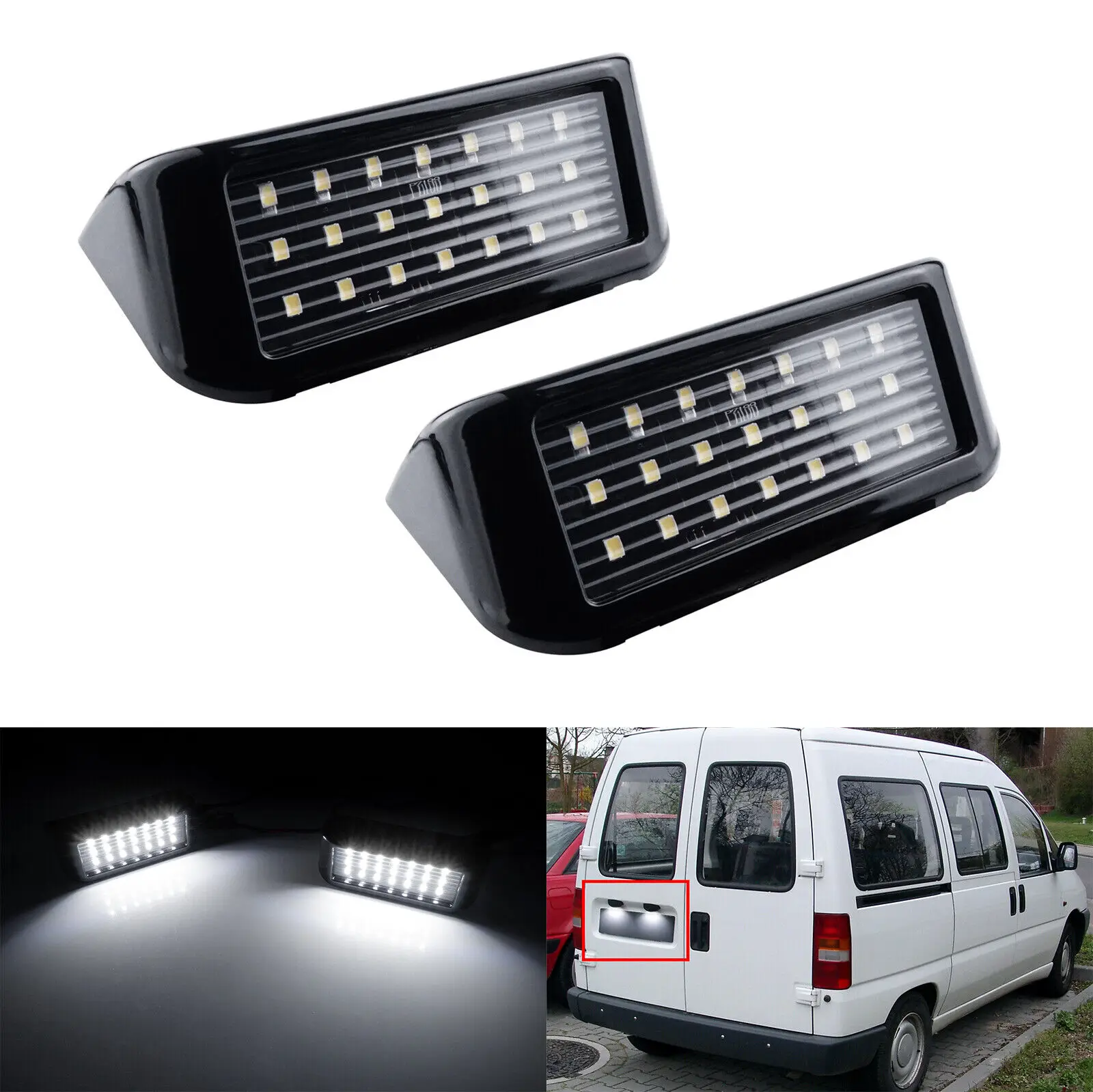 Éclairage de plaque d'immatriculation LED Canbus pour Peugeot Expert Partner Citroën Jumpy Berlingo Dispatch 6340G7 6340E9