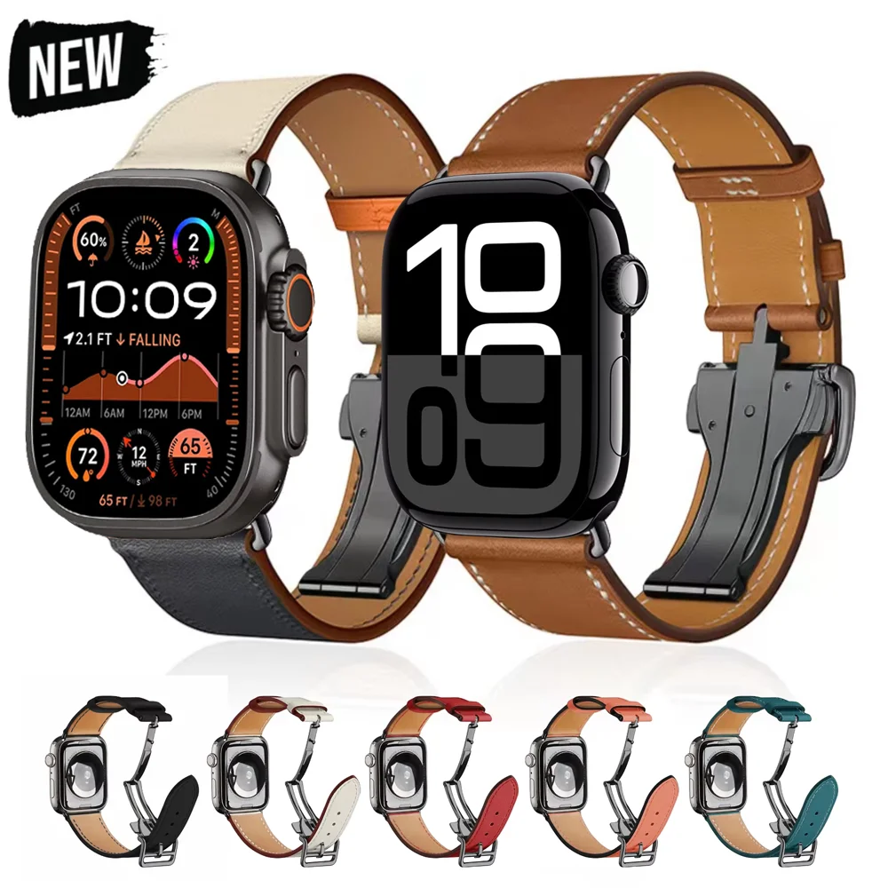 Premium-Lederarmband für Apple Watch Band 46 m 45 mm 44 mm 42 mm 41 mm 40 mm 49 mm Armband für iWatch Ultra10 9 8 7 6 5 4 SE Correa