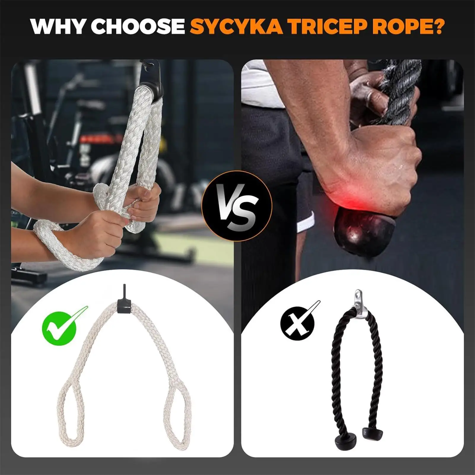 

Tricep Rope Non-Slip Forearm Muscle Strengthening Workout Equipment Rope Attachment for Cable Machine for Home Gym Workout