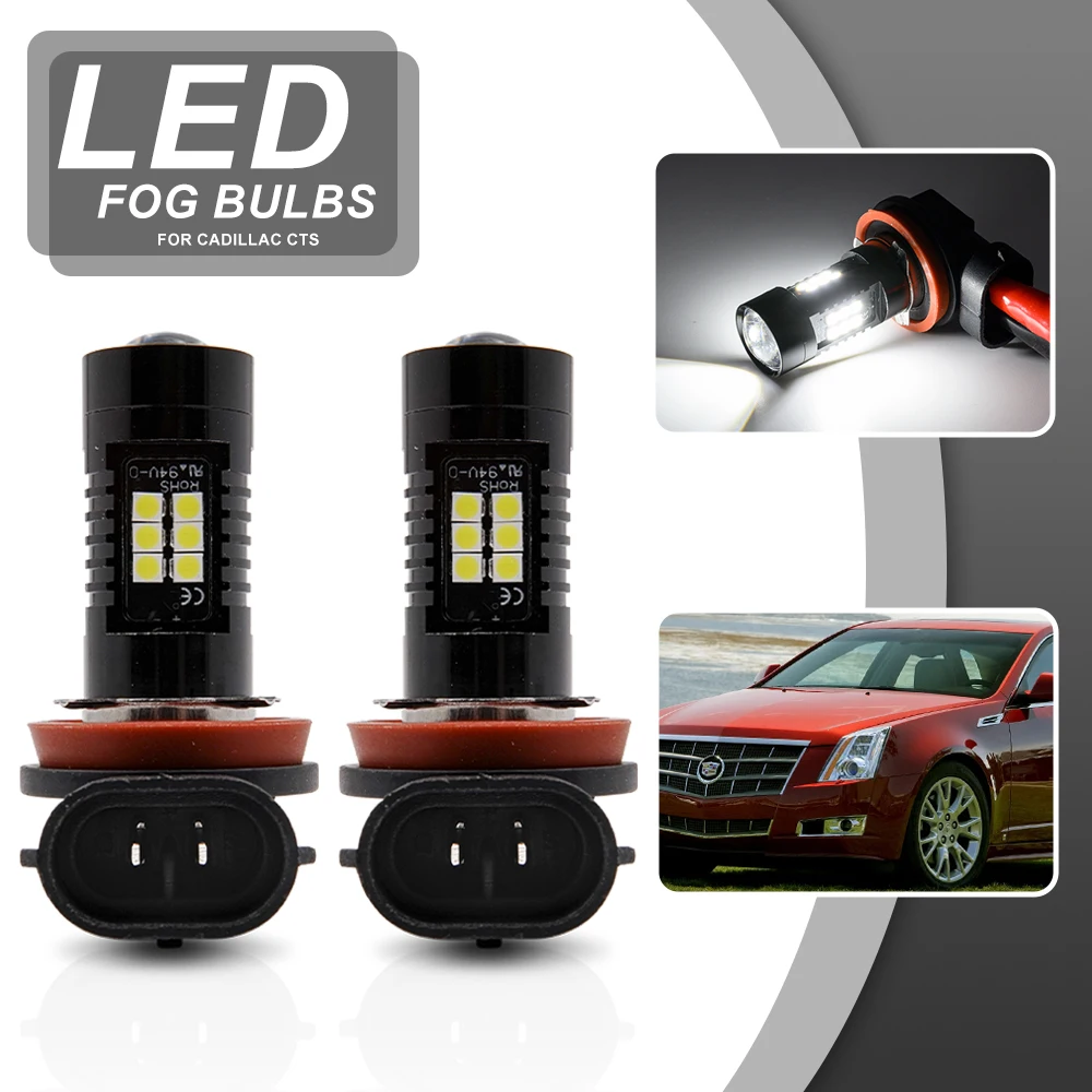 Fits For Cadillac CTS 2008-2013 CTS Sedan/Coupe/Wagon 2014-2015 XLR LED Bumper Fog Light Bulbs Replacement Canbus No Flicking