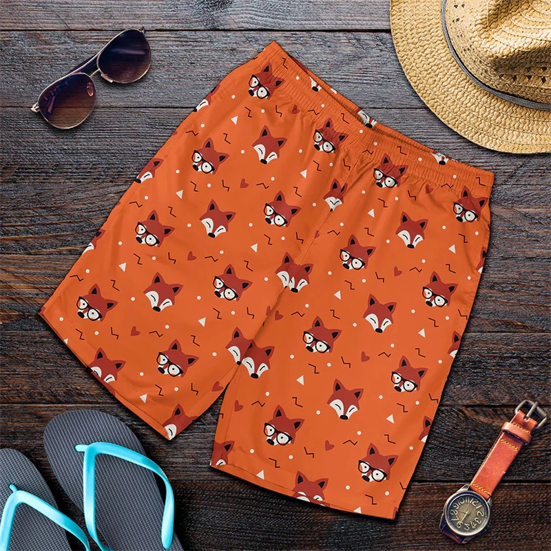 Newest Men Women Summer Hawaii Beach Shorts Fashion Cool Anime Fox 3D Printing Holiday Party Casual Short Pants Oversized Trunks