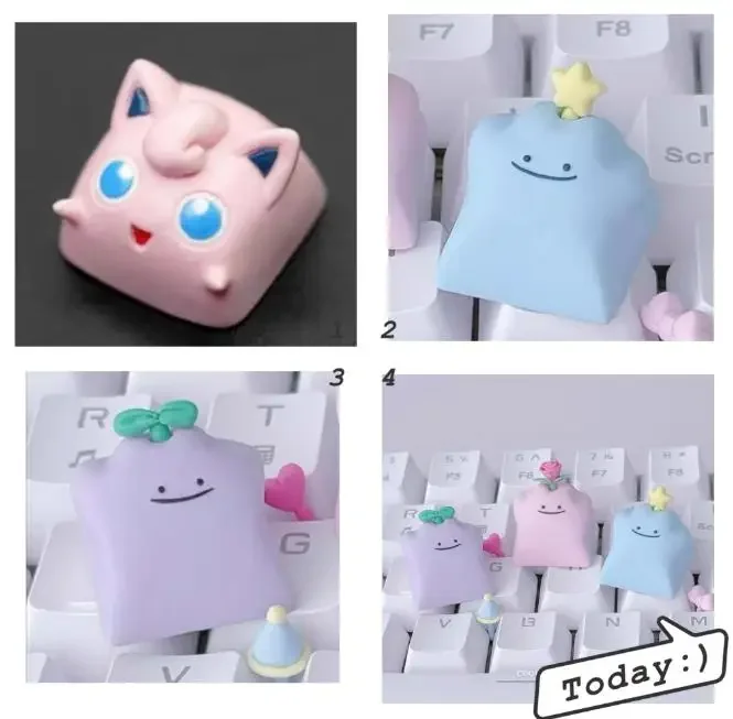 

PTCG Pokemon Ditto Jigglypuff Keycap Mechanical Keyboard Valentine's Day Resin Stereoscopic Keycap Polychromatic Keycap No.33