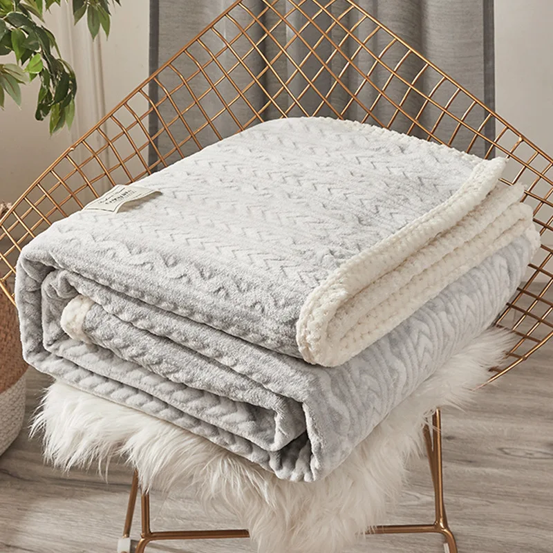 

2025 new milk fleece thickened striped coral fleece blanket spring and autumn sofa blanket office nap blanket