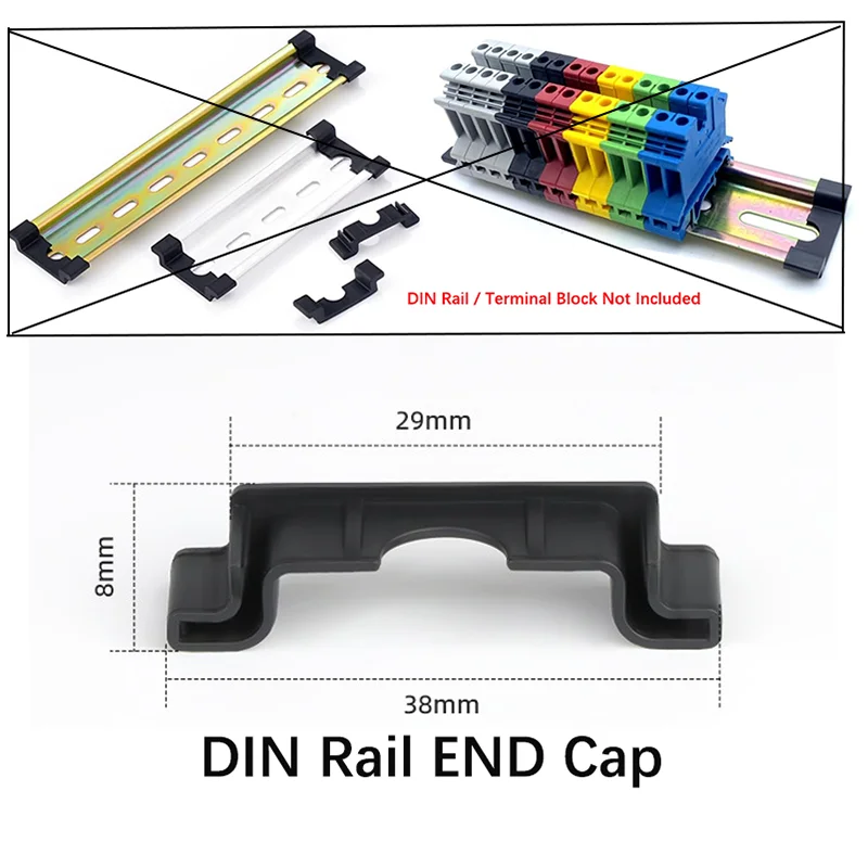DIN Rail End Cap Protector, 35mm Wide Terminal Block DIN Rail Cut Resistant Protect for C45 DIN Rail 35mm Wide