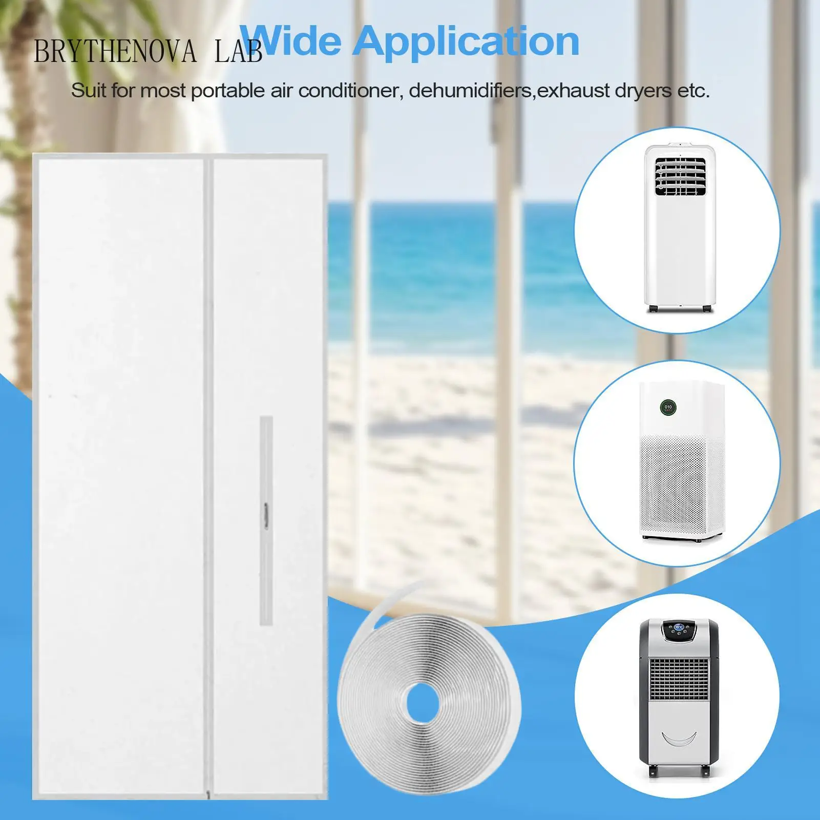 Portable Ac Window Kit Sliding Door Ac Vent Kit Hose Support Sealing Adjustable for Kitchen Bedroom Room Rv Floor Dryer Panel