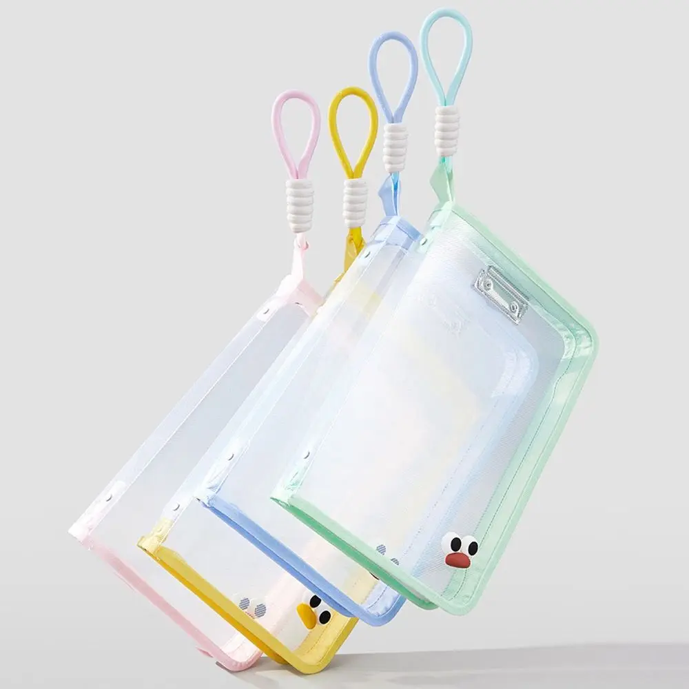 Multifunctional Test Paper Storage Bag Built-in Clip Board Morandi Color Transparent File Bag Large Capacity Thickened