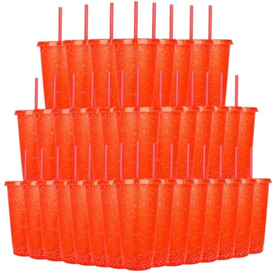 

Стакан с соломинкой и крышкой, бутылка для воды, кружка для холодного кофе, дорожная кружка, многоразовые пластиковые стаканы, идеально подходят для вечеринок, дней рождения...