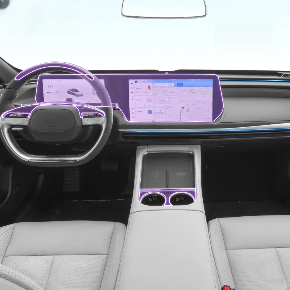 

For Xpeng P7i 2023-2024Car interior Center console transparent TPU Paint protective film Anti scratch sticker LCD scree PPF film