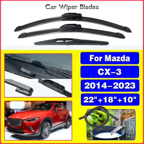 Para Mazda CX-3 CX3 2014 - 2023 limpiaparabrisas de coche limpiaparabrisas delantero trasero cepillos de ventana accesorios de coche 22 ""18"" 10""