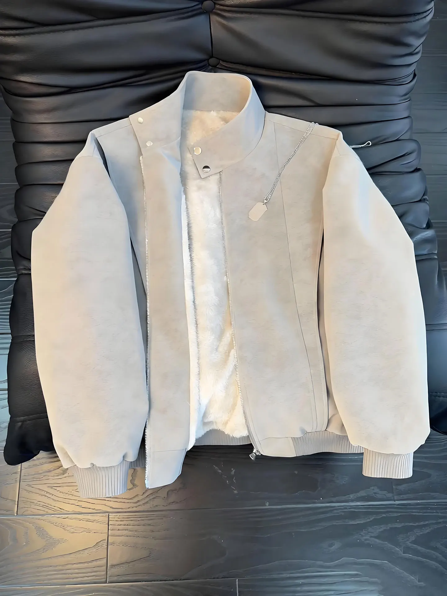 

Мужская зимняя куртка из хлопка с кожаным меховым воротником, окрашенная в американском стиле