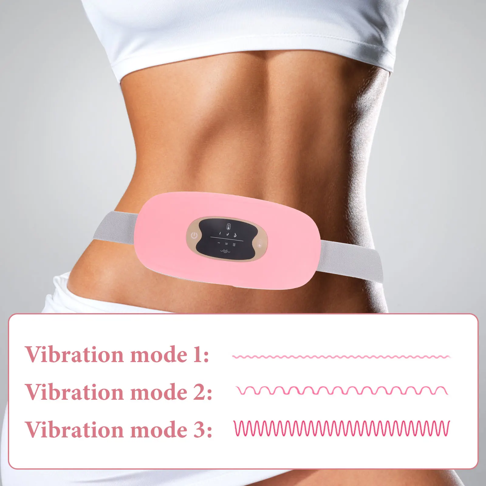 

1 set Warm Palace Belt Heating Waist Pad Electric Massager for Menstrual Care Adjustable Frequency Vibration Massage Abs
