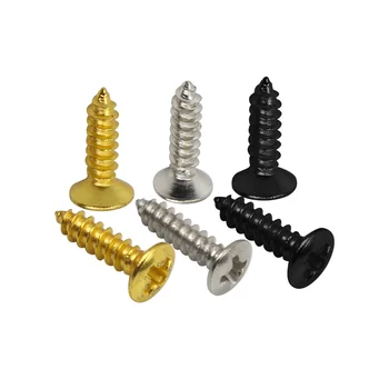 FLEOR 25개/갑 일렉트릭 기타 픽가드 나사 장착 나사 크롬/블랙/골드 선택