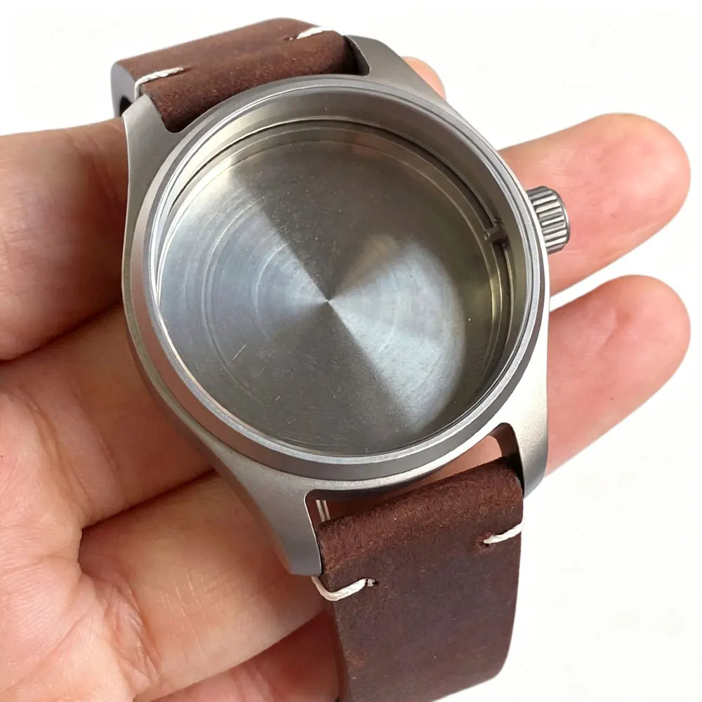 

39mm Titanium Pilot VH31 Watch Case Leather Sapphire Glass For NH35 Miyota 8215 PT5000 ETA 2824 VH31 movement 20ATM watch parts