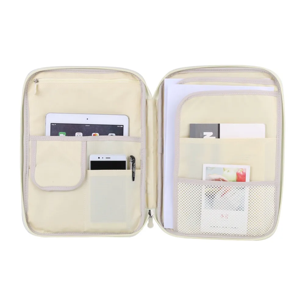 

Durable A4 A4 Document Bag Multiple Pockets Multifunctional Document Case 35*25*3cm Zippered Closure File Folder Travel