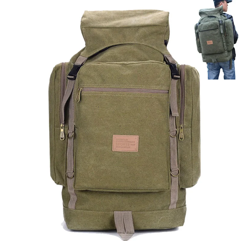 60L 80L Men Military Bag Tactical Backpack Canvas Army Bag Large Travel Camping Hiking Mountaineering Outdoor Sport Bag