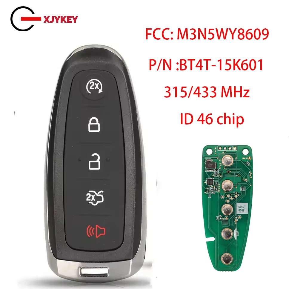 

XJY Car Remote Key Fit ID46 PCF7953 M3N5WY8609 315Mhz Smart Control Replace For Ford Explorer Edge Flex C-max Taurus