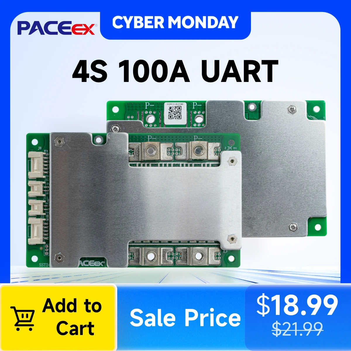 PACEex Lifepo4 BMS 12V 4S Smart BMS 100A لوح حماية البطارية المدمج في BT BMS مع توصيل سلسلة الحرارة UART #1