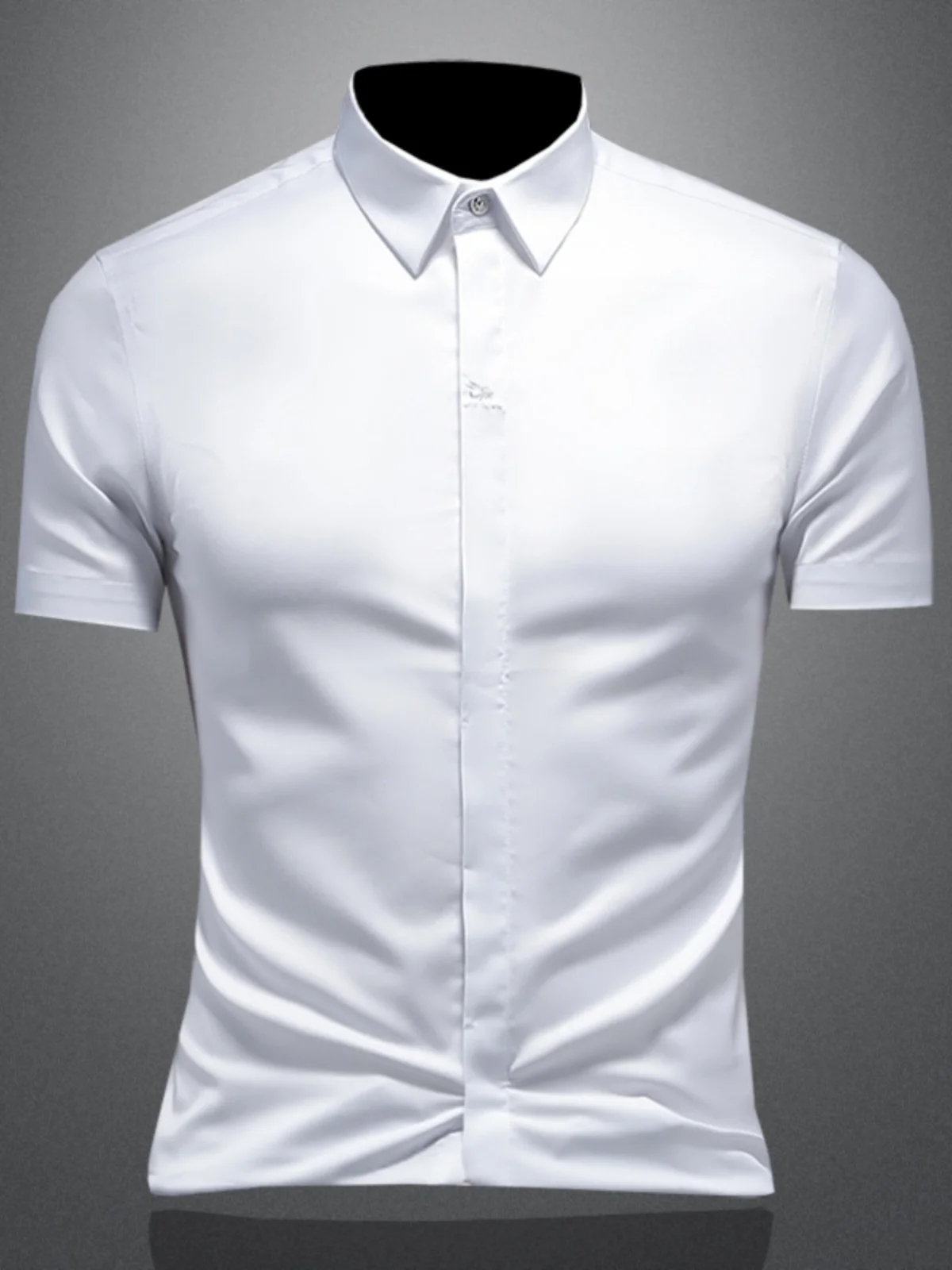 

Men's ort Sve irt Summer New Busin Casual Korean Sle Slim Fit Iron Free Bee Embroidery Breathable Color Trendy