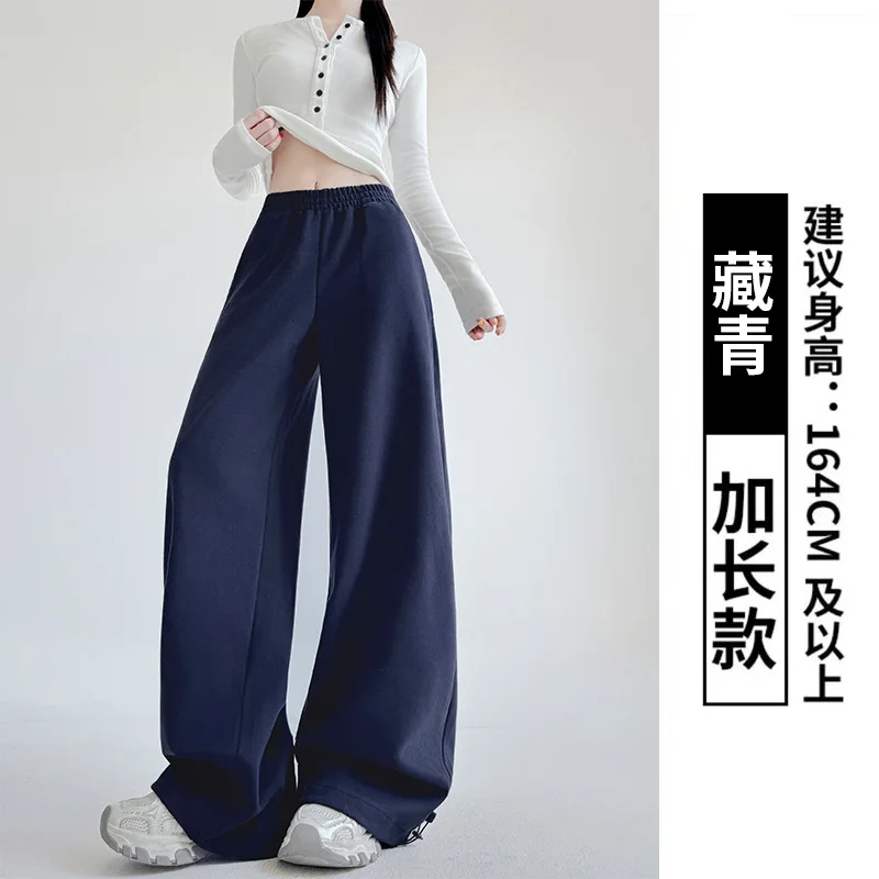 Pantalon à jambes larges bleu pour femmes, séchage rapide, épissé, coupe régulière, Style occidental Kawaii, cordon de serrage Modal, ceintures fluides délavées, Ins, été