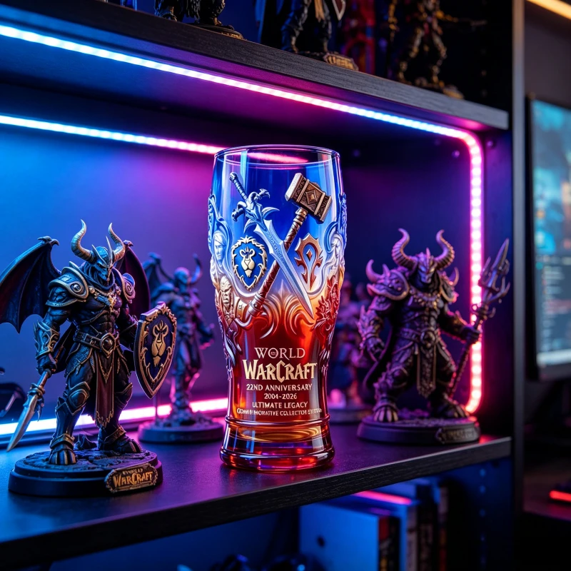 World of Warcraft Themed Glass Cup Horde Alliance Emblem Beer Mug For Home Bar Decoration Collectible Gift For WOW Gamers view 5