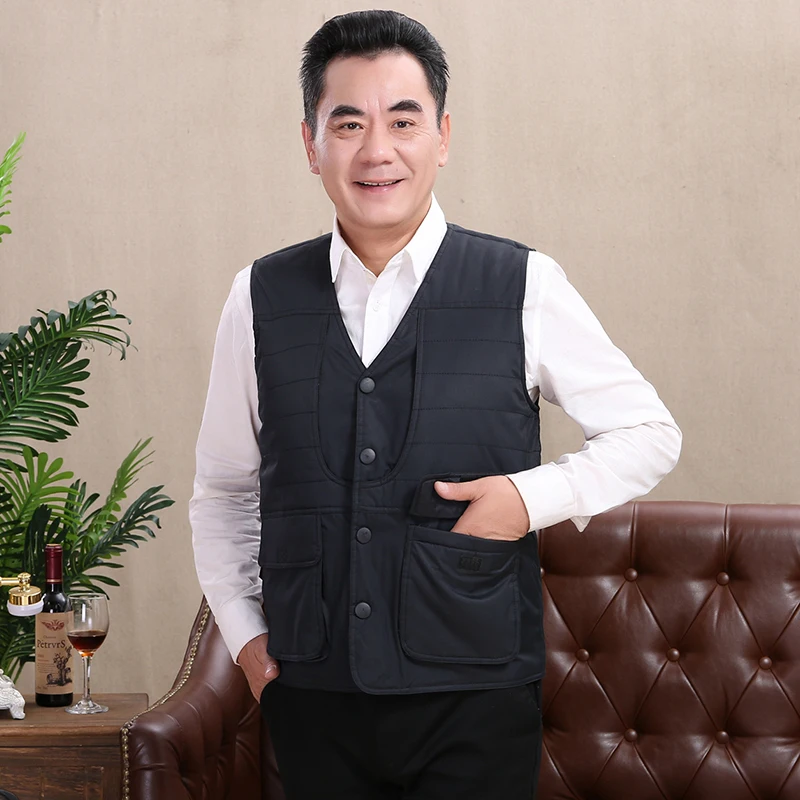 Men's Lightweight Fleece Vest V-Neck Thermal Lining Waistcoat Black-Navy/Olive L-4XL Sleeveless Outerwear Winter Autumn Attire