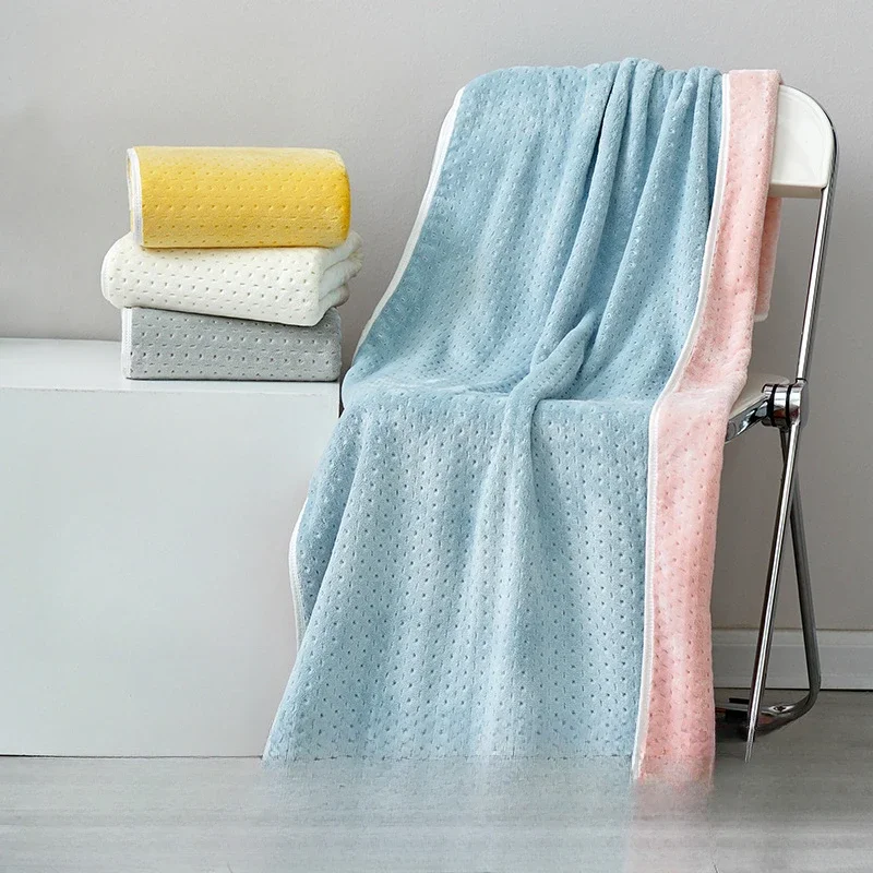 

New Class A Antibacterial Coral Fleece Double Color Absorbent Thickened for Adults Home Use Soft Bath Towels