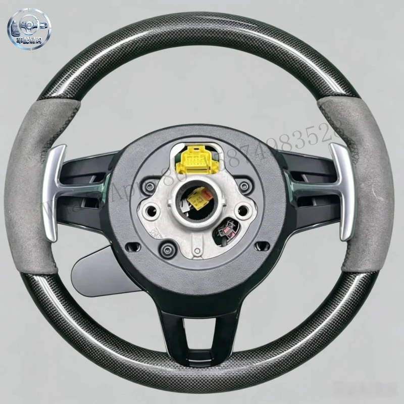 Bright Carbon Fiber Steering Wheel for Porsche Cayman Cayenne Panamera Macan Tayneen 718 911 955 958 970 971 991 Car Accessories
