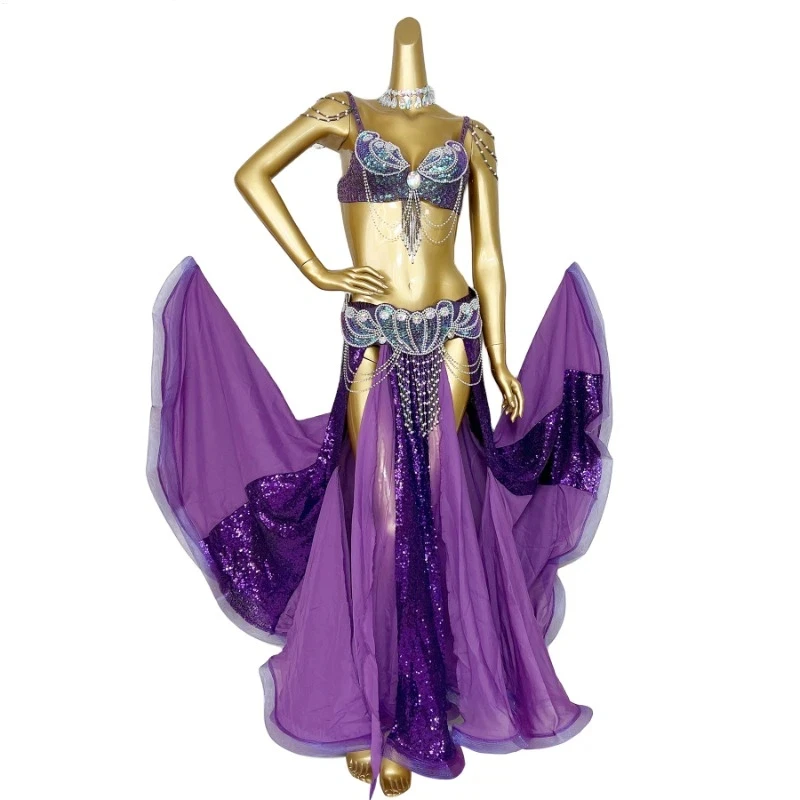Tenue de Performance 3 pièces Costume de danse du ventre porter n'importe quelle taille nouveaux Costumes de danse du ventre Sexy ensemble professionnel pour les femmes scène
