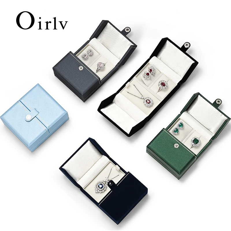 Oirlv Travel Jewelry Box PU Leather Small Jewelry Organizer Storage Ring Earring Necklace Pendent Box Leather Jewelry Gift Box