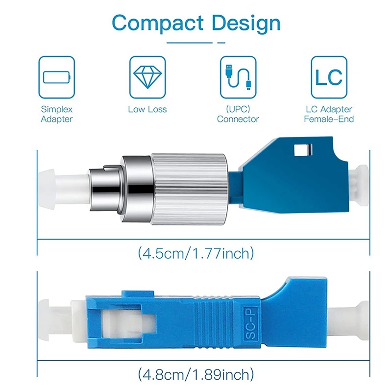 2X FC Male To LC Female Hybrid Optical Fiber Convertor Adapter+LC Female To SC Male Hybrid Flange,Optical Fiber Adapter