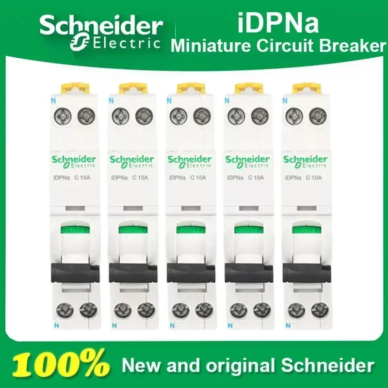 Schneider Disjoncteur A9P08606 IDPNa 1P N MCB 10A Miniature Circuit Breaker for Home Distribution Board Power Protection Switch