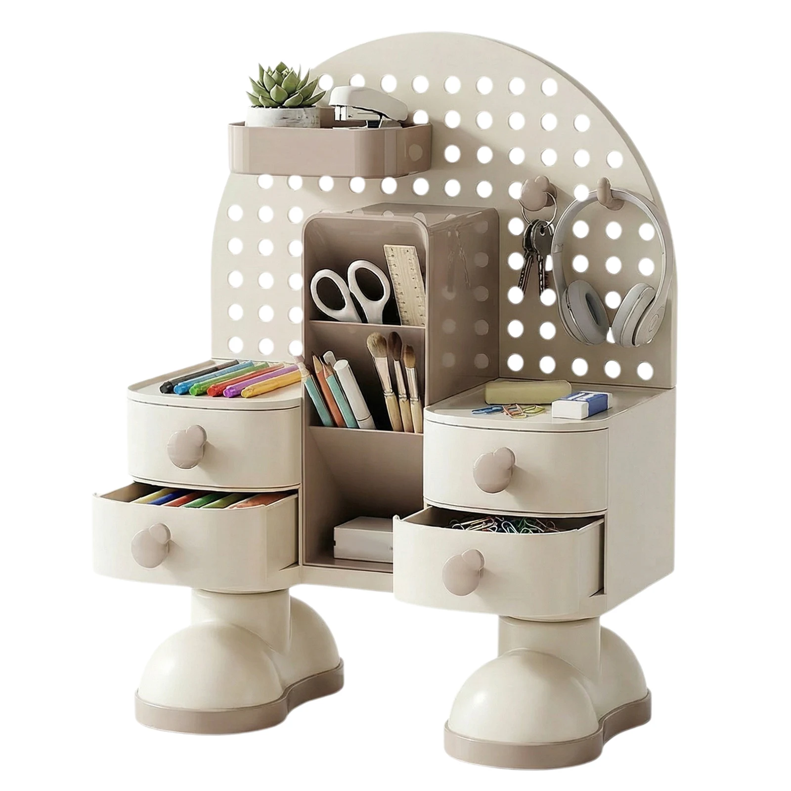 

Пластиковый настольный органайзер для канцелярских принадлежностей с выдвижными ящиками для школы, офиса, дома (кофейный цвет)